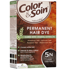 Ilgalaikiai plaukų dažai COLOR & SOIN, šviesi kaštoninė (5N), 135 ml Ilgalaikiai plaukų dažai COLOR & SOIN, šviesi kaštoninė (5N), 135 ml