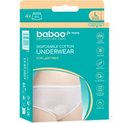Vienkartinės medvilninės kelnaitės BABOO, L dydis, 4 vnt.