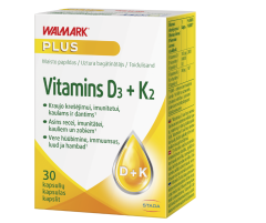 Vitaminas D3 + K2 WALMARK, 30 kaps.