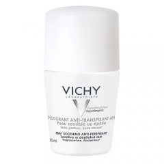 VICHY rutulinis dezodorantas antiperspirantas jautriai odai, bekvapis, 50 ml 