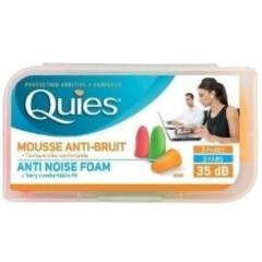 Apsauginiai ausų kištukai iš poliuretano putos, ryškių spalvų, QUIES, 3 poros