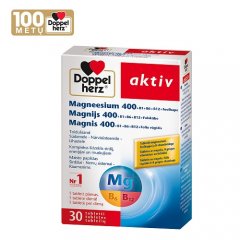 Doppelherz Aktiv tabletės su magniu, folio rūgštimi ir B grupės vitaminais, N30