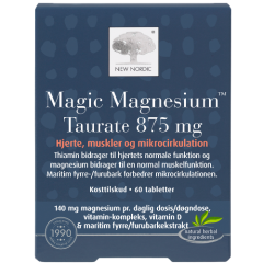 Širdžiai, kraujotakai ir raumenims NEW NORDIC MAGIC MAGNESIUM TAURANT, 60 tablečių