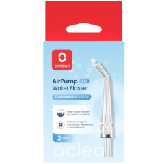 Burnos irigatoriaus pakaitinis antgalis ortodontinis permatomas OCLEAN AIR PUMP A10, 2 vnt.
