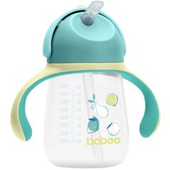 BABOO gertuvė su silikoniniu šiaudeliu 260ml, 9+ mėn, Lagoon Fiesta