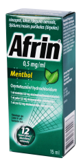 Afrin Menthol 0,5 mg/ml nosies purškalas (tirpalas), 15 ml