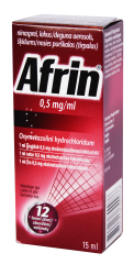 Afrin 0,5 mg/ml nosies purškalas (tirpalas), 15 ml