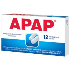 Skausmui, karščiavimui APAP 500 mg, 12 tab.