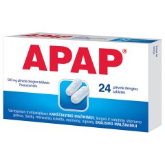 Skausmui, karščiavimui APAP 500 mg, 24 tab.