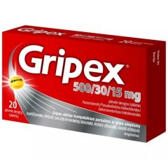 Peršalimo siptomams GRIPEX, 500/30/15mg, 20 tab.