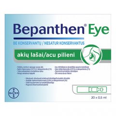 Bepanthen Eye, drėkinamieji akių lašai 0,5 ml 20 vnt.