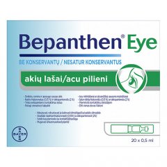 Drėkinamieji akių lašai BEPANTHEN EYE, 0,5 ml, 20 vnt.