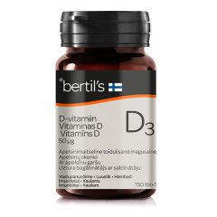 BERTIL´S VITAMINAS D3 50 µg, 150 kramtomųjų tablečių