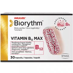 Vitaminas B12 BIORYTHM, 30 kapsulių