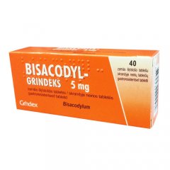 Bisacodyl-Grindeks 5 mg, vidurius laisvinančios tabletės, N40