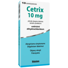 Nuo alergijos CETRIX 10 mg, 10 tablečių