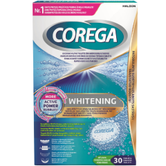 Dantų protezų valomosios tabletės COREGA WHITENING, 30 vnt.