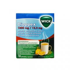 Dioppex 1000 mg/12.2 mg milteliai geriamajam tirpalui, N5