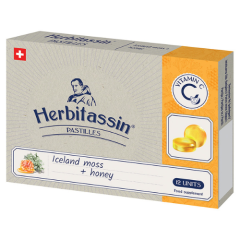 Pastilės gerklei su islandine kerpena ir medumi HERBITASSIN, 12 vnt. 