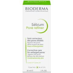 Poras sutraukiantis koreguojamasis kremas riebiai ir mišriai odai BIODERMA SEBIUM PORE REFINER, 30 ml