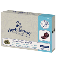 Pastilės su islandine kerpena HERBITASSIN HYDRO, 12 vnt.