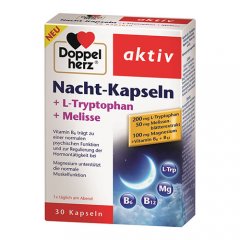 Doppelherz aktiv Nacht-Kapsel+L-Tryptophan+Melisse kapsulės N30