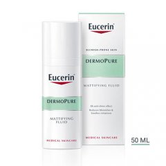 EUCERIN DERMOPURE matinį efektą suteikiantis fluidas į aknę linkusiai odai 50ml 