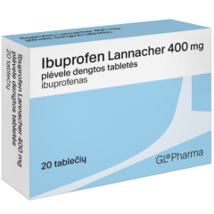 Skausmui malšinti IBUPROFEN LANNACHER 400 mg, 20 plėvele dengtų tablečių