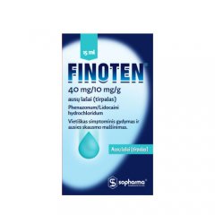 Finoten 40mg/10mg/g ausų lašai (tirpalas) 15ml N1