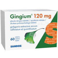 Gingium 120 mg tabletės kraujotakos sistemai, N60