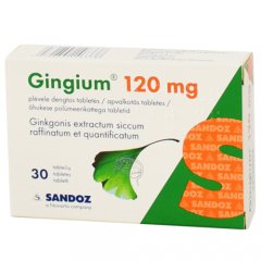 Gingium 120 mg tabletės kraujotakos sistemai, N30