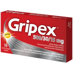 Peršalimo siptomams GRIPEX, 500/30/15mg, 10 tab.