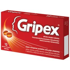 Peršalimo simptomams GRIPEX, 325 mg/30mg/10mg, 12 tab.