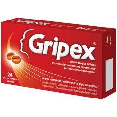 Peršalimo siptomams GRIPEX, 325mg/30mg/10mg, 24 tab.