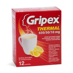 Gripex Thermal 650/50/10 mg milteliai geriamajam tirpalui, N12