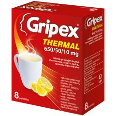 Milteliai geriamajam tirpalui GRIPEX THERMAL, 650/50/10 mg, 8 vnt.