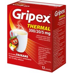 Milteliai geriamajam tirpalui GRIPEX THERMAL, 300/20/5 mg, 12 vnt.
