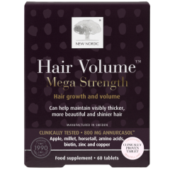 Maisto papildas plaukams NEW NORDIC HAIR VOLUME MEGA STRENGTH, 60 tablečių
