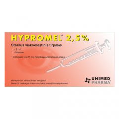 Hypromel 2.5 % sterilus tirpalas akims, 2 ml, N1