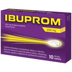 Skausmui, karščiavimui, uždegimui IBUPROM 200 mg, 10 tab.