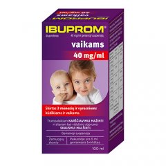 Ibuprom 40 mg/ml geriamoji suspensija, vaikams, 100 ml
