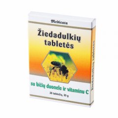 Žiedadulkių tabletės su bičių duonele ir Vitaminu C N20