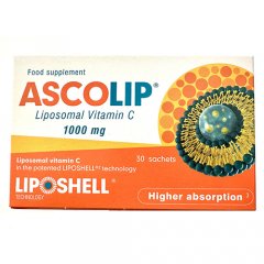 Liposominis vitaminas C, ASCOLIP 1000 mg, gelis pakeliuose, 30 vnt.