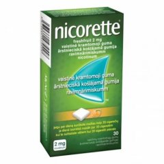 Nicorette freshfruit vaistinė kramtomoji guma 2mg N30