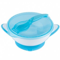 BabyOno lėkštė limpančiu dugnu + šaukštelis Nuo 6+ mėn., (mėlyna) 1063/01