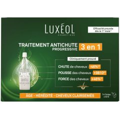 Serumas nuo progresuojančio plaukų slinkimo LUXEOL, 14 ampulių po 6 ml