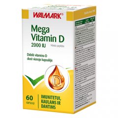 Vitaminas D WALMARK MEGA VITAMIN D3 2000 IU, 60 kaps.