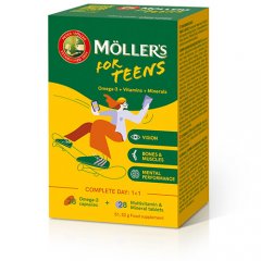 Moller's for Teens Omega-3 ir vitaminų bei mineralų kompl.paaugliams kaps./tabl. N28x28