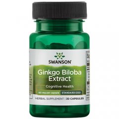 Ginkgo biloba (dviskiautis ginkmedis) SWANSON, 30 kapsulių