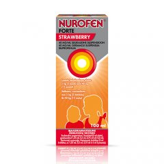 Nurofen Forte Strawberry geriamoji suspensija vaikams, 40 mg/ml, 100 ml